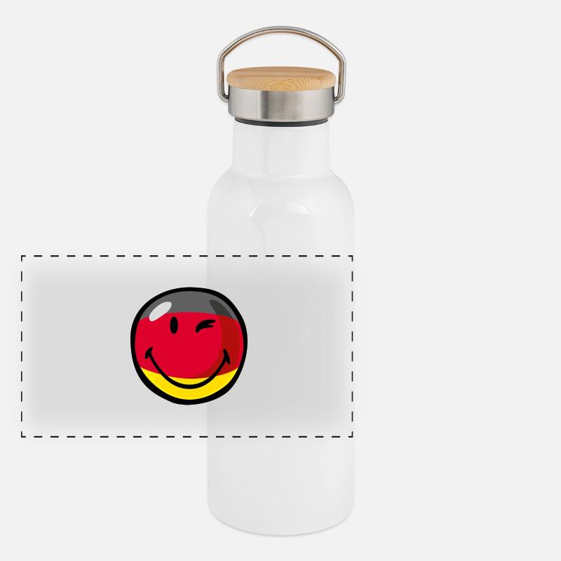 Smiley Flag Germany Panorama Thermosflasche mit Bambusdeckel