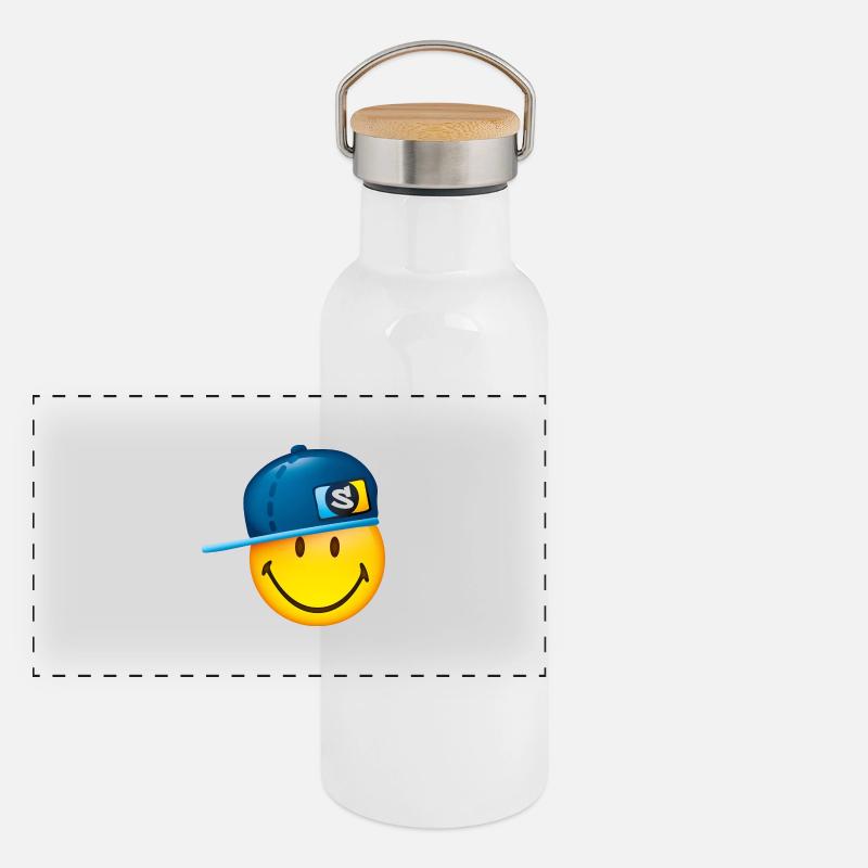 Smiley Cap Gourde isotherme avec bouchon en bambou