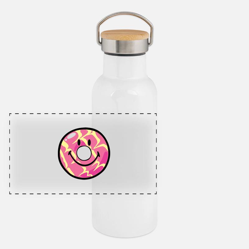 Smiley Donut Vanilla Ripple Panorama Thermosflasche mit Bambusdeckel