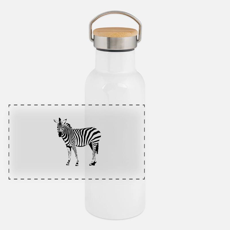 Zebra Panorama Thermosflasche mit Bambusdeckel