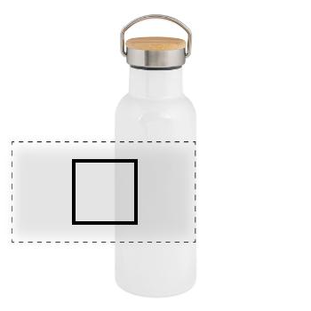 A Personnaliser / Custom / Customiser / Customize - Gourde isotherme avec bouchon en bambou - blanc - Devant