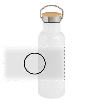 A Personnaliser / Custom / Customiser / Customize - Gourde isotherme avec bouchon en bambou - blanc - Devant