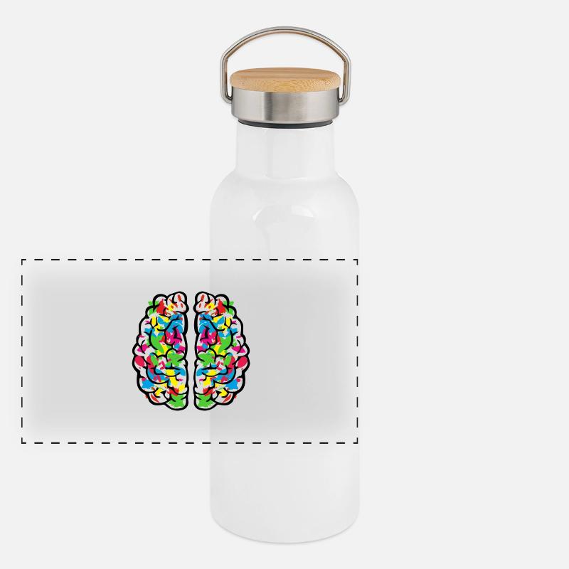 Creative colourful brain Gourde isotherme avec bouchon en bambou