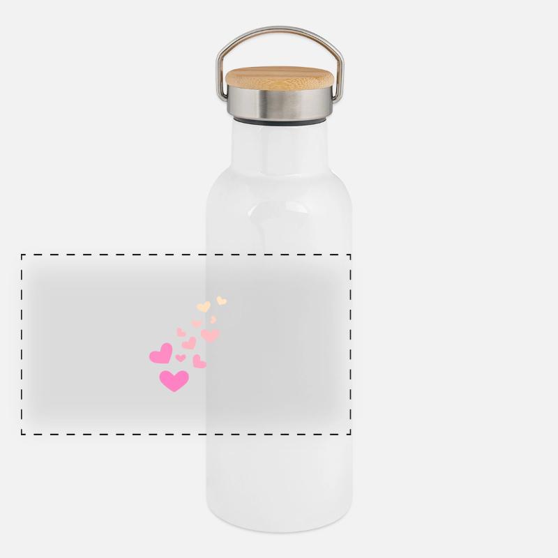 Herzchen Herz Panorama Thermosflasche mit Bambusdeckel