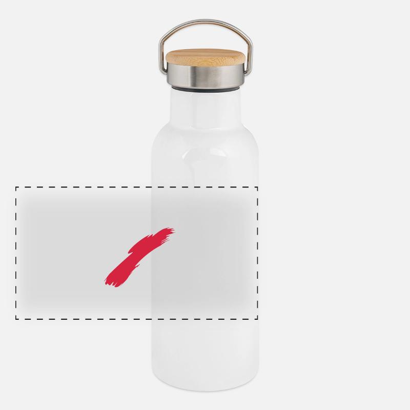 Pologne - Gourde isotherme avec bouchon en bambou - blanc