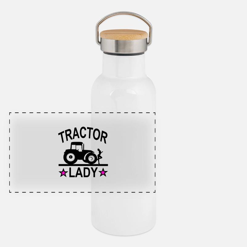 Traktor Panorama Thermosflasche mit Bambusdeckel