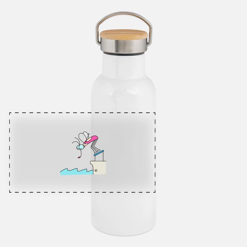Schwimmen (Pr) Panorama Thermosflasche mit Bambusdeckel