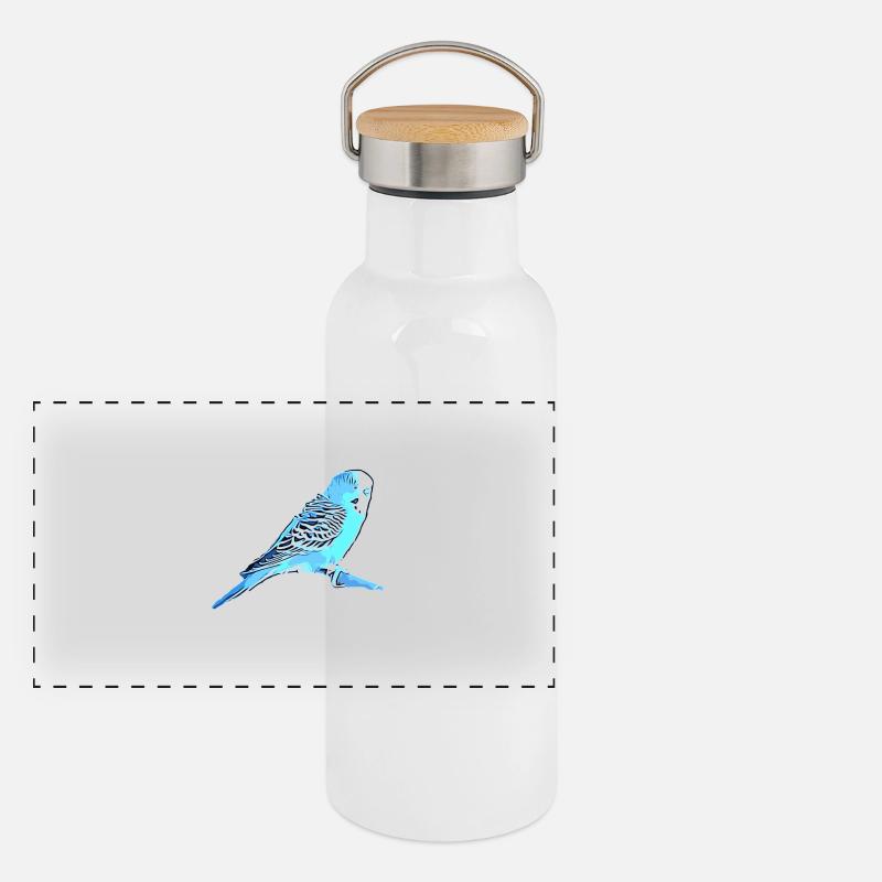 Wellensittich Panorama Thermosflasche mit Bambusdeckel