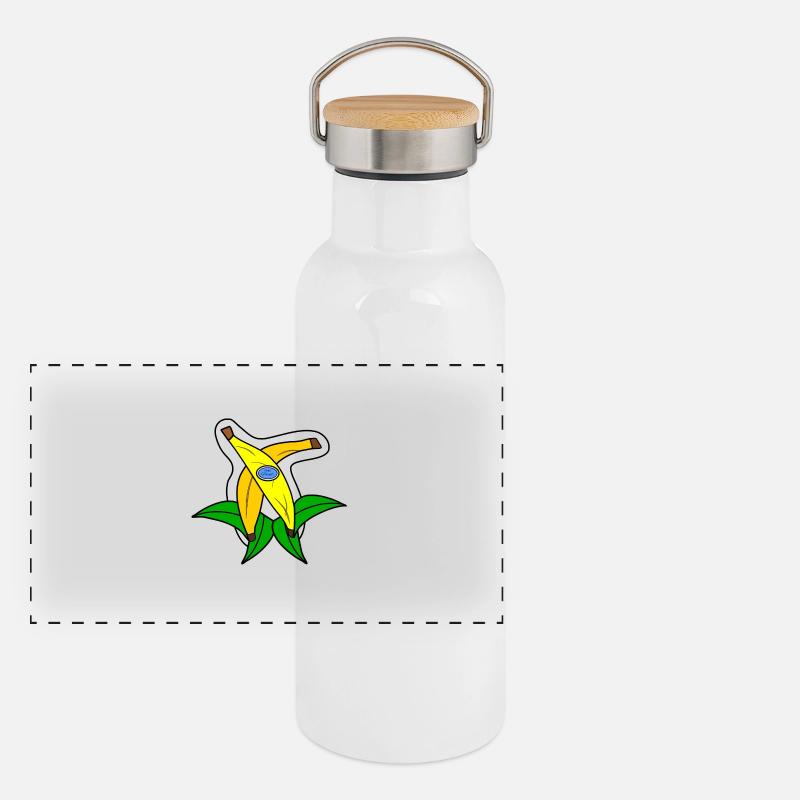 Two bananas Panorama Thermosflasche mit Bambusdeckel