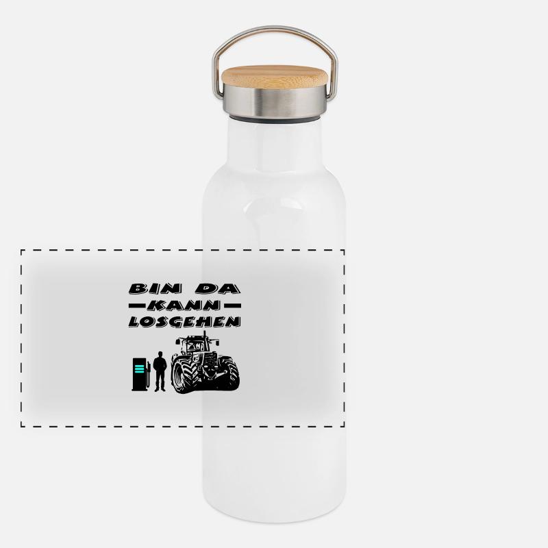 Traktor Panorama Thermosflasche mit Bambusdeckel