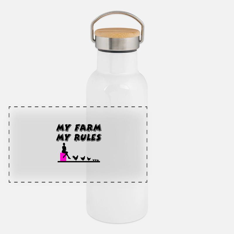 Bauernhof Panorama Thermosflasche mit Bambusdeckel