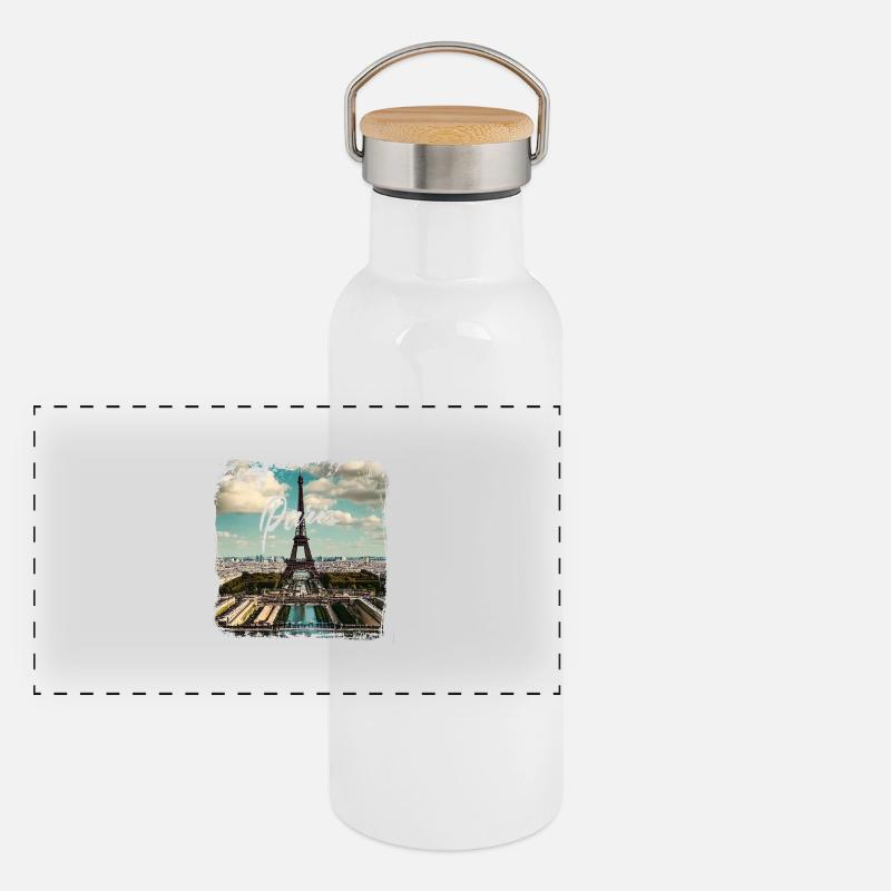 Paris Eiffelturm casual style Panorama Thermosflasche mit Bambusdeckel