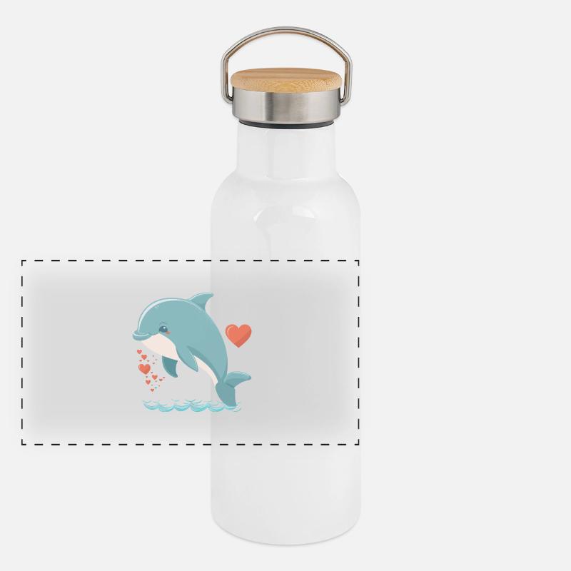 Dauphin mignon Gourde isotherme avec bouchon en bambou