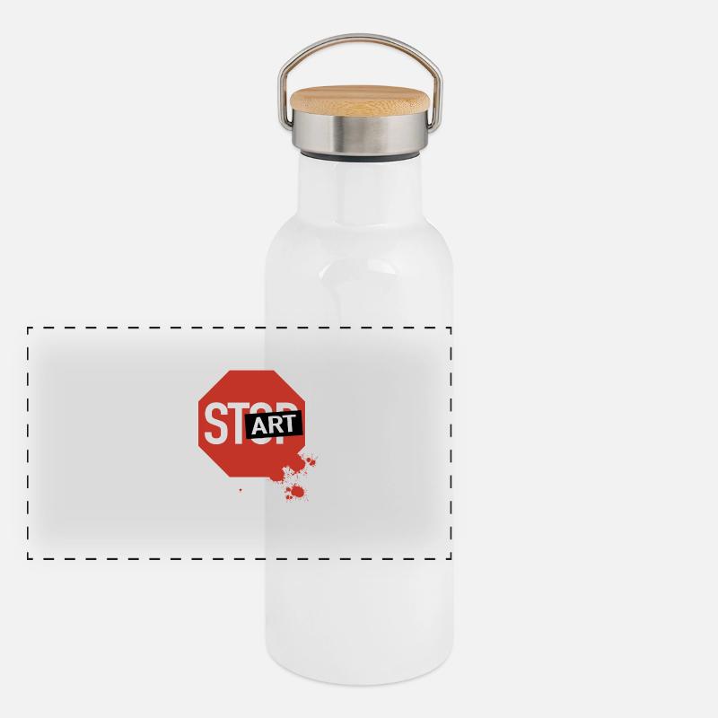 Stop wird Start Panorama Thermosflasche mit Bambusdeckel