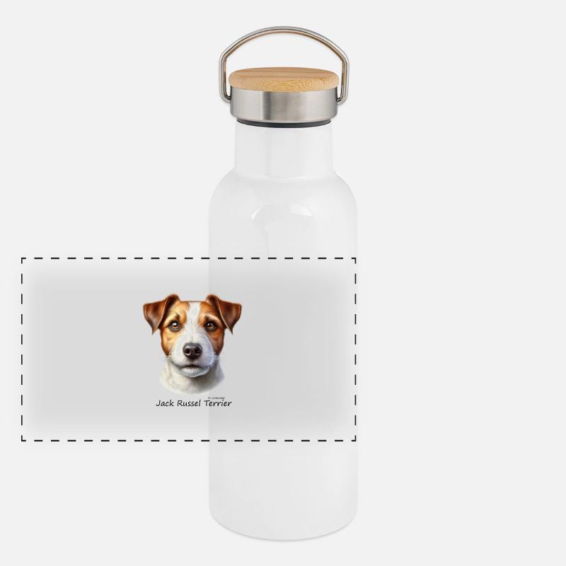 Jack Russel Terrier Panorama Thermosflasche mit Bambusdeckel