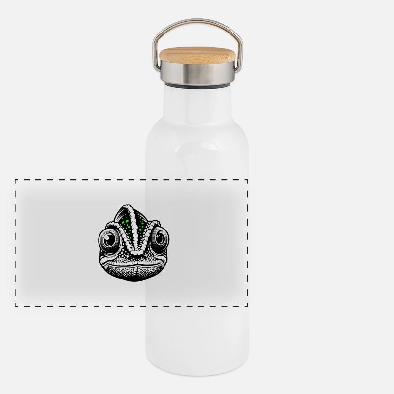 Chamäleon Panorama Thermosflasche mit Bambusdeckel