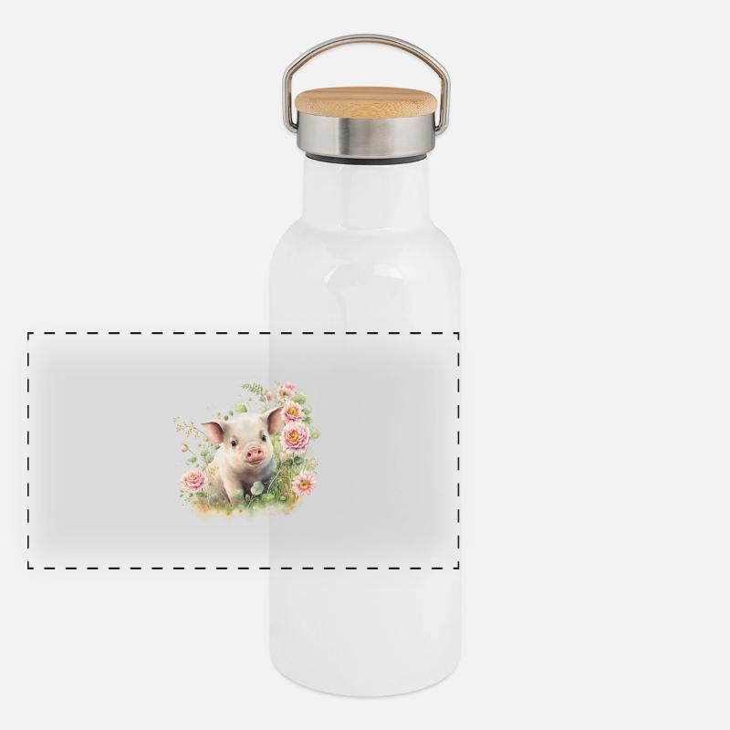 PIG Panoramic Thermal Bottle with Bamboo Lid