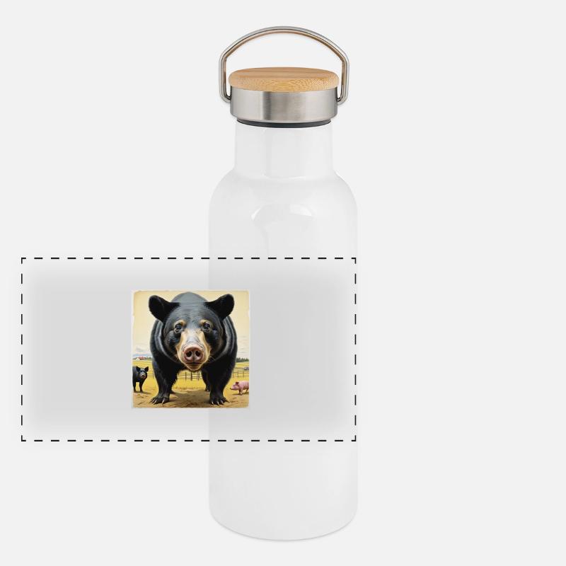 Sow Bear Panoramic Thermal Bottle with Bamboo Lid