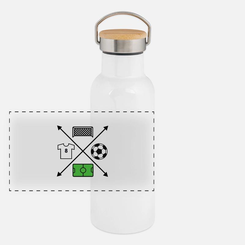 Fußbal Panorama Thermosflasche mit Bambusdeckel