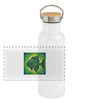 Fischer fisch Fisch - Panorama Thermosflasche mit Bambusdeckel - Weiß - Vorne