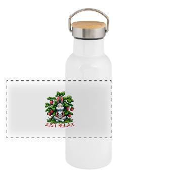 Détendez-vous - Gourde isotherme avec bouchon en bambou - blanc - Devant