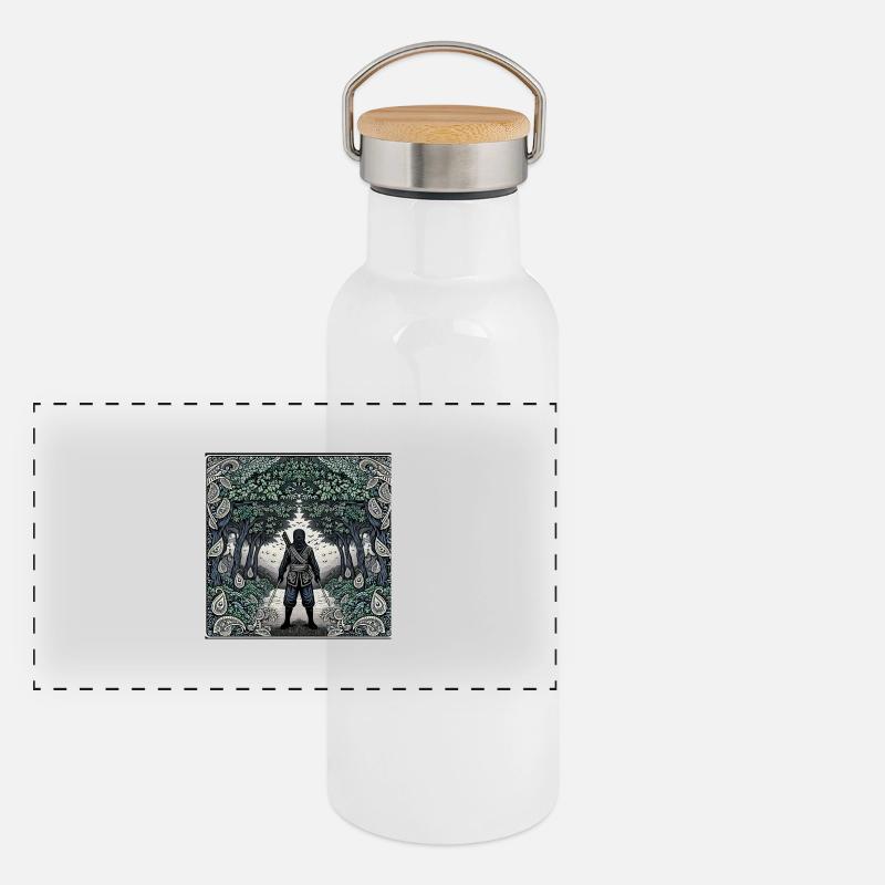 Wald der Ninja Panorama Thermosflasche mit Bambusdeckel