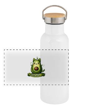Avocato - Panoramic Thermal Bottle with Bamboo Lid - white - Front