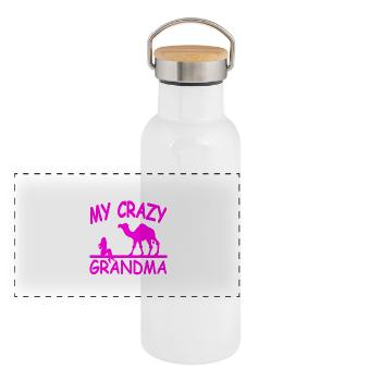 Oma - Panorama Thermosflasche mit Bambusdeckel - Weiß - Vorne