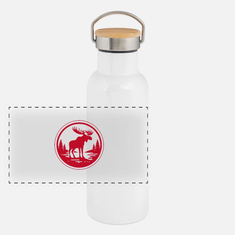 Rød elg Panoramic Thermal Bottle with Bamboo Lid
