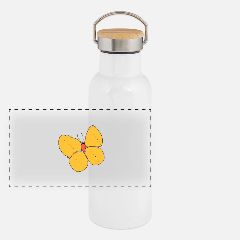 Ein Gelber Schmetterling Panorama Thermosflasche mit Bambusdeckel