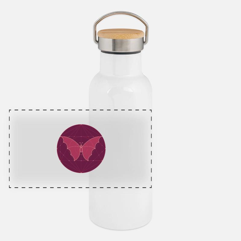 Cercle géométrique papillon Gourde isotherme avec bouchon en bambou