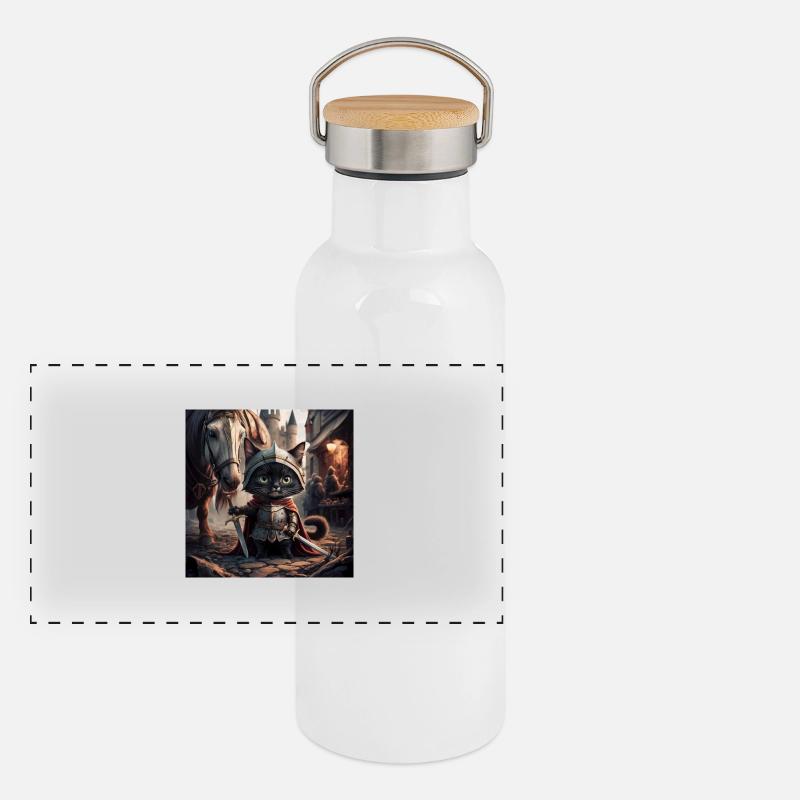 Die Ritterkatze - Eine Reise ins Mittelalter Panorama Thermosflasche mit Bambusdeckel