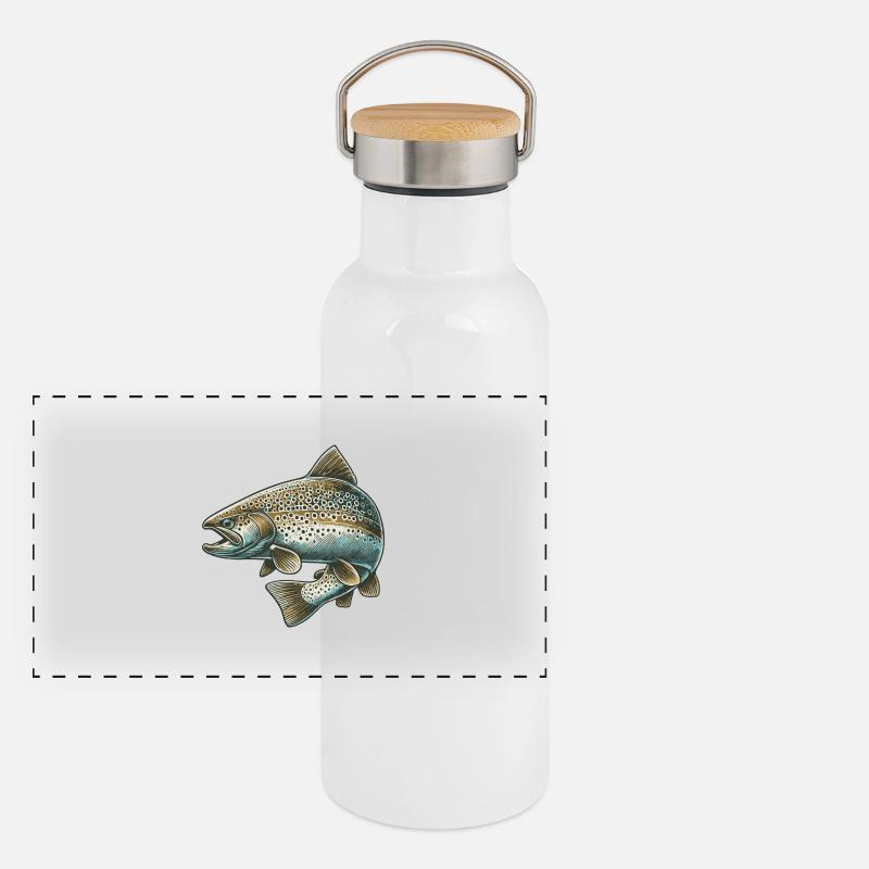 Lachs Panorama Thermosflasche mit Bambusdeckel