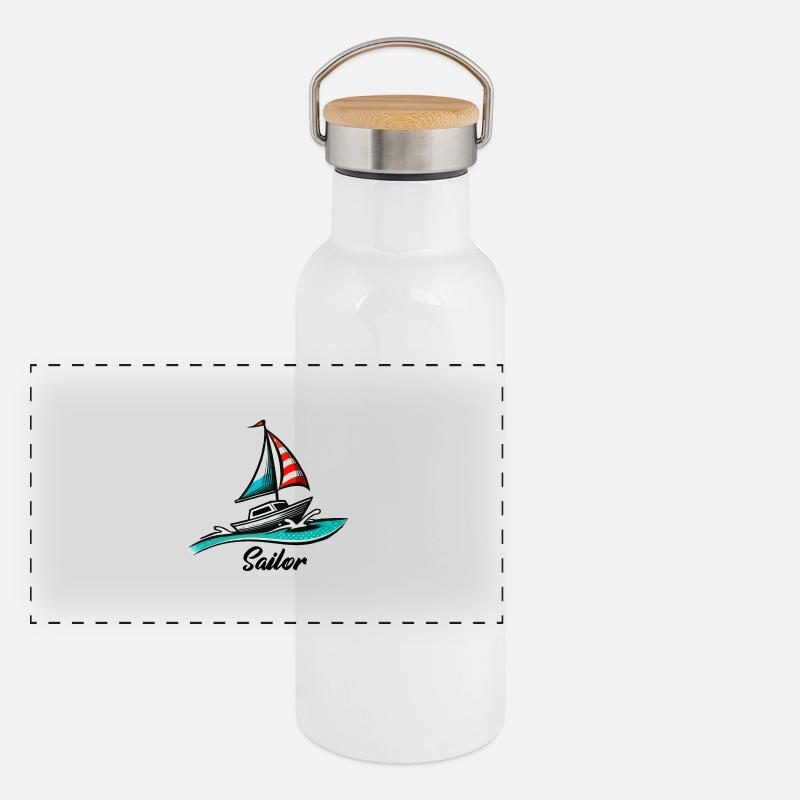 Boat Sailing Panoramic Thermal Bottle with Bamboo Lid