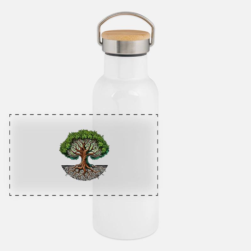 Arbre de vie Gourde isotherme avec bouchon en bambou