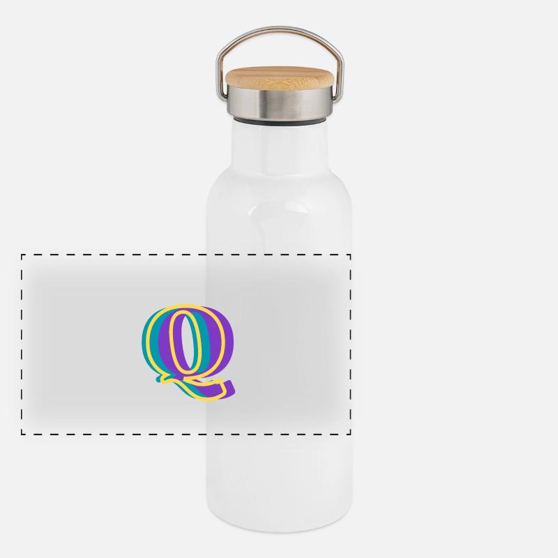 Lettre q multicolore Gourde isotherme avec bouchon en bambou