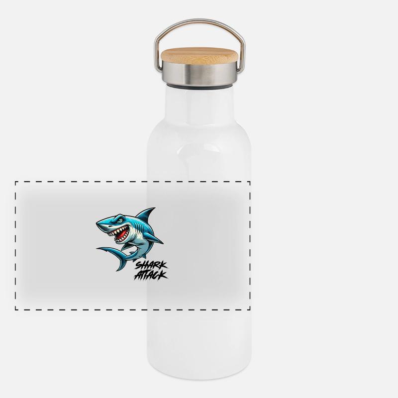 shark attack Panoramic Thermal Bottle with Bamboo Lid