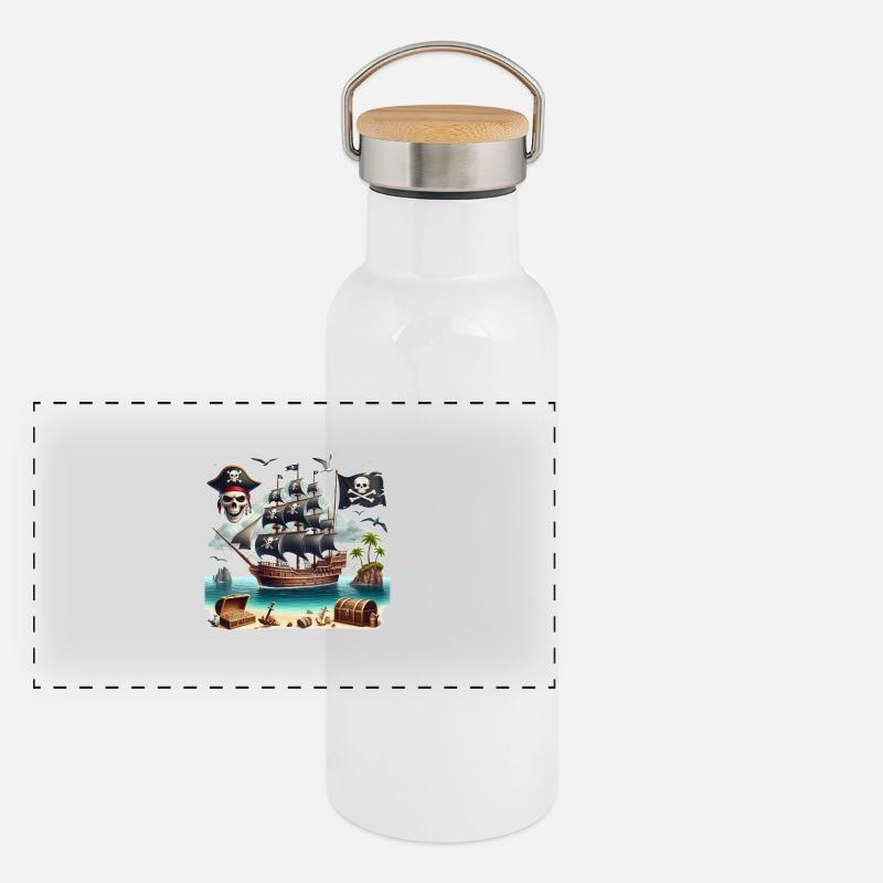 Pirat Panorama Thermosflasche mit Bambusdeckel