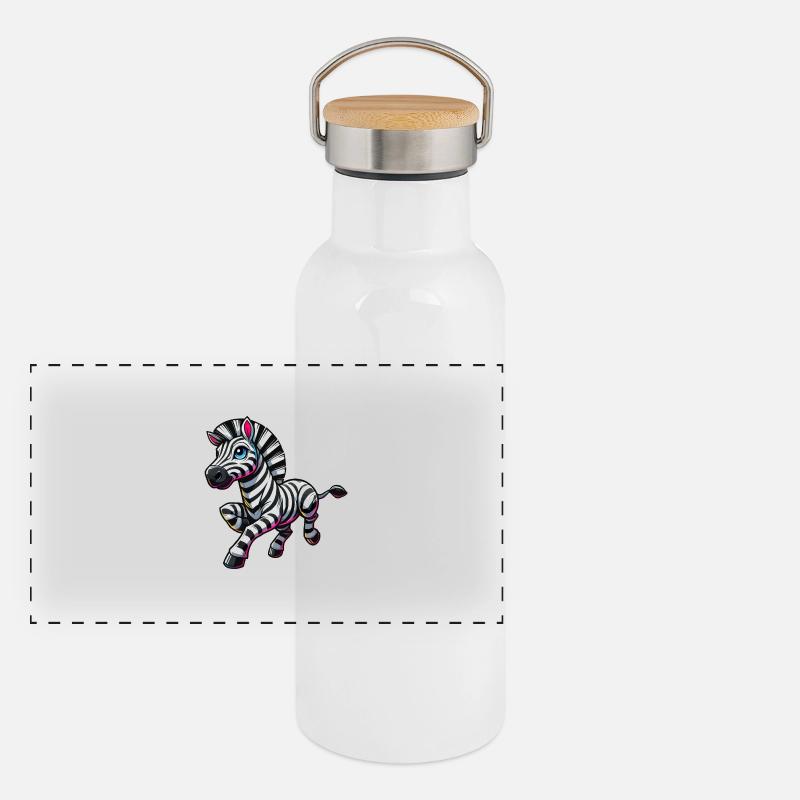 zebra comic Panorama Thermosflasche mit Bambusdeckel