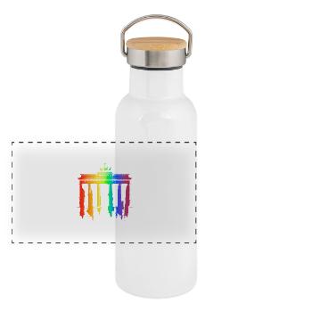 LGTBQ Berlin - Panoramic Thermal Bottle with Bamboo Lid - white - Front