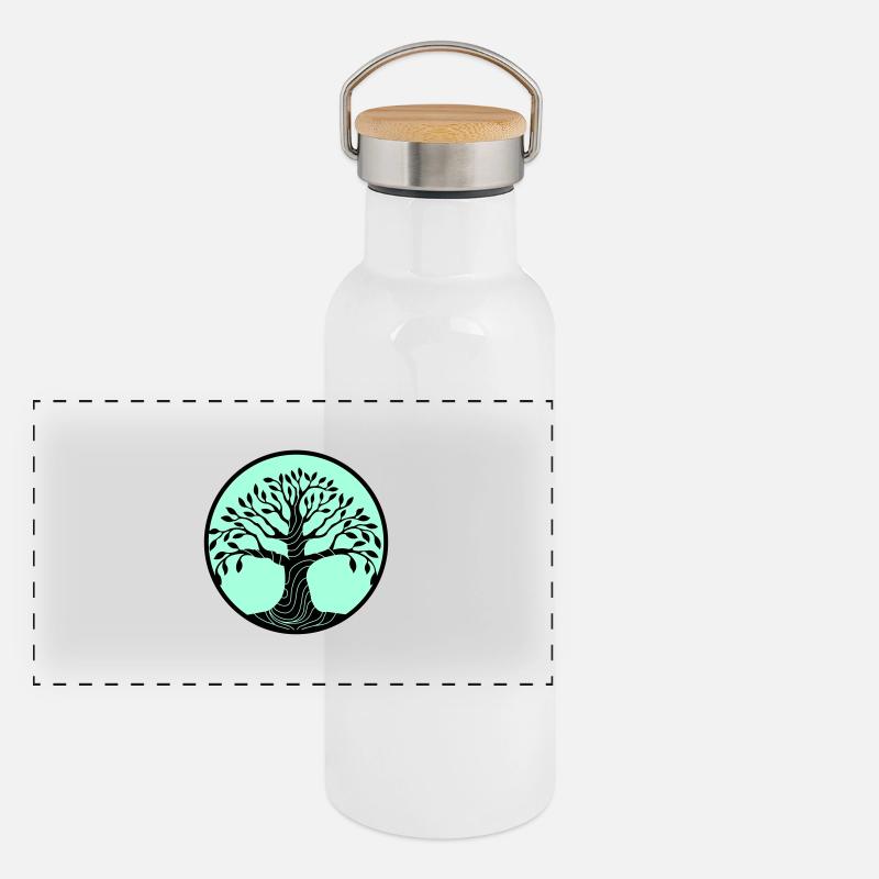 baum des lebens Panorama Thermosflasche mit Bambusdeckel