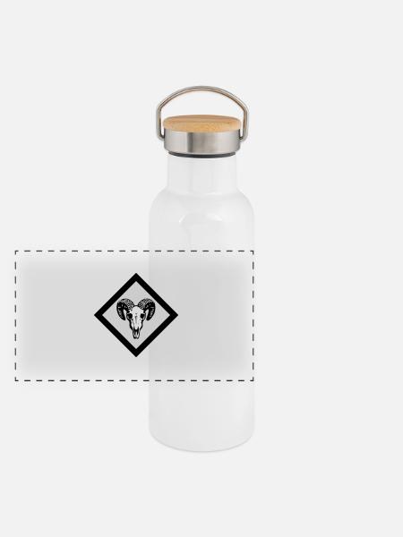 Gotland - Panorama Thermosflasche mit Bambusdeckel - Weiß - Vorne