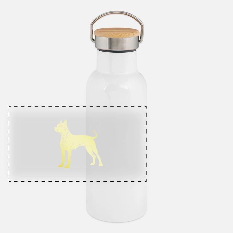 Silhouette de chien Pit Terrier Gourde isotherme avec bouchon en bambou