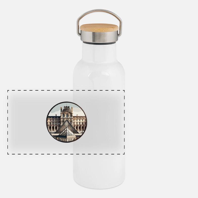 Louvre museum Paris Panoramic Thermal Bottle with Bamboo Lid