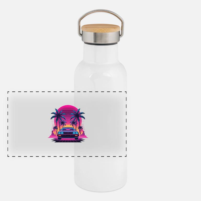 Retrowave car Panoramic Thermal Bottle with Bamboo Lid