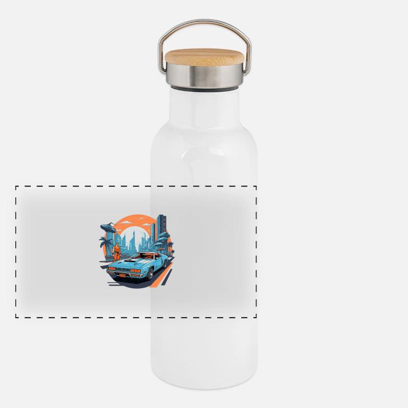 Retro Future Panorama Thermosflasche mit Bambusdeckel