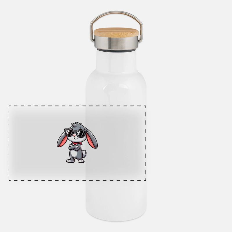 Bunny Comic Sunglasses Panoramic Thermal Bottle with Bamboo Lid