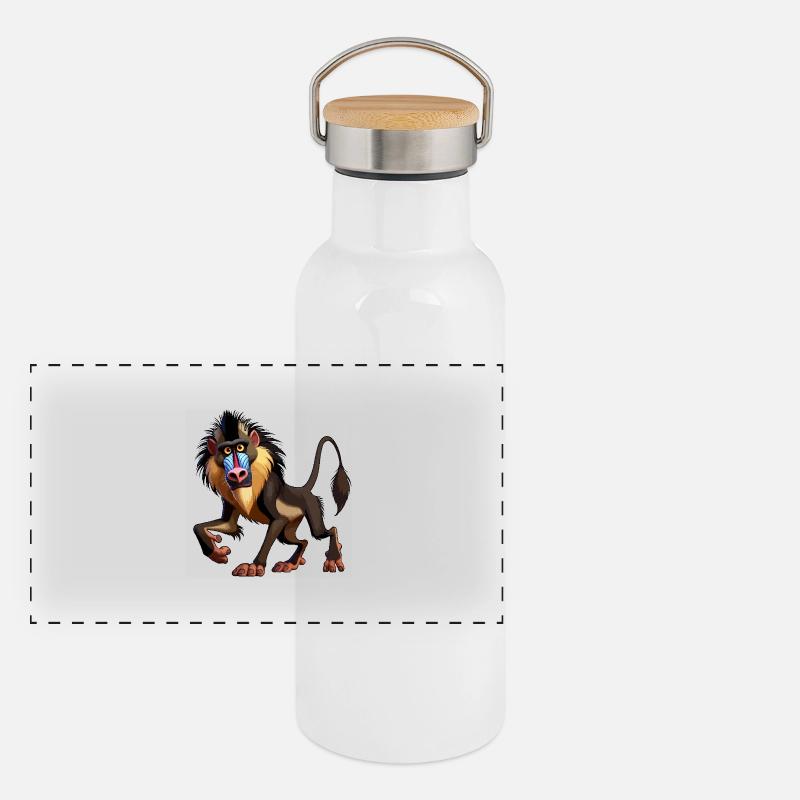 Mandrill baboon Panoramic Thermal Bottle with Bamboo Lid