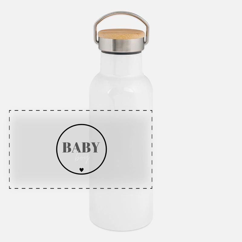 Baby Boy - Plain Black White Panoramic Thermal Bottle with Bamboo Lid