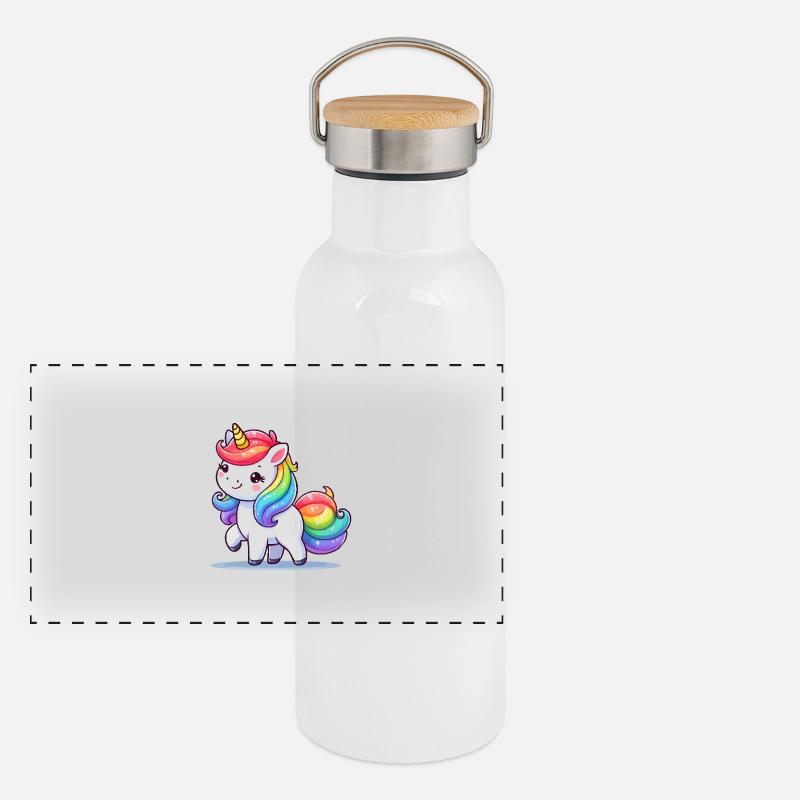 Unicorn Comic Panorama Thermosflasche mit Bambusdeckel